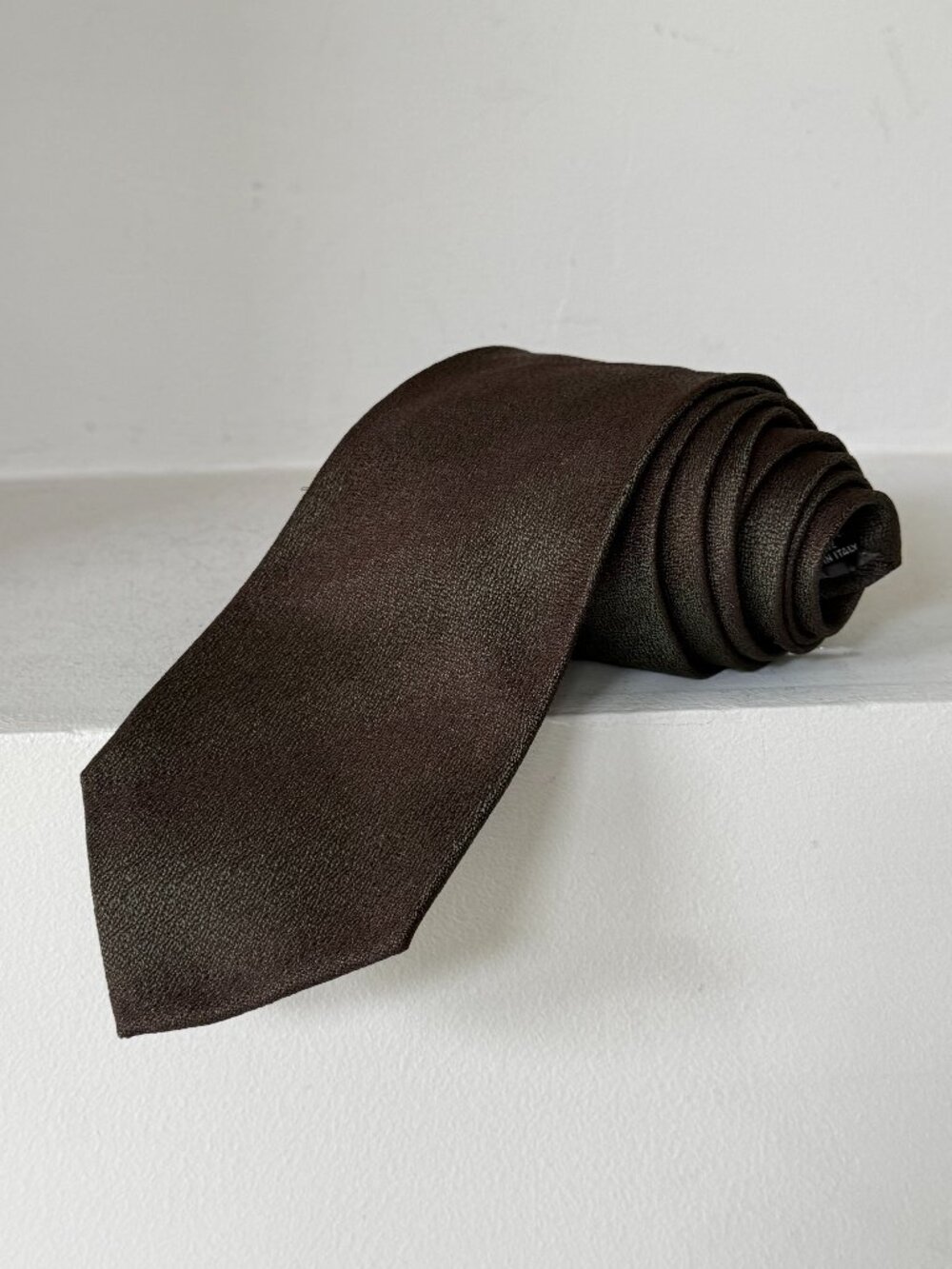 Gianfranco Ferré Vintage 100% Silk Tie Brown Olive Green Made Italy Luxury
